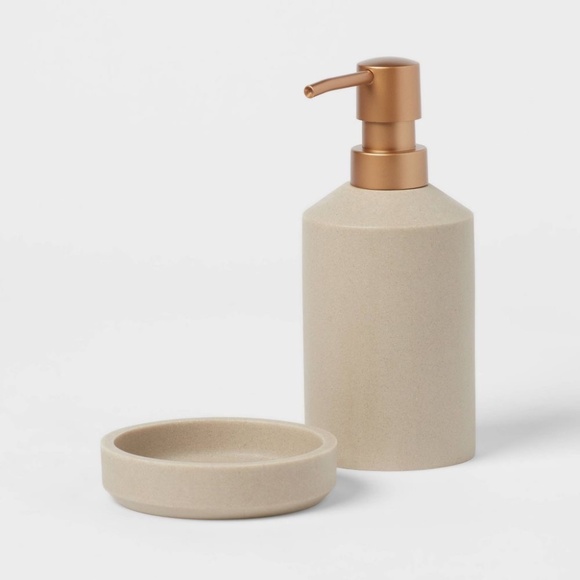 Boho 15 Piece Bathroom Set Grid Lines Rust Color Threshold Brand - Picture 5 of 6